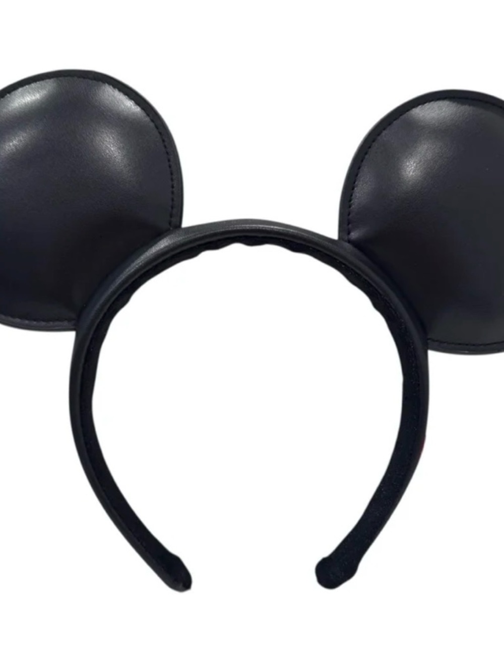 Disney Parks Mickey Mouse Signature Black Faux Leather Ears Bow-less Headband